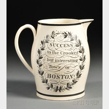 "SUCCESS to the Crooked but interesting Town of BOSTON" Liverpool Jug