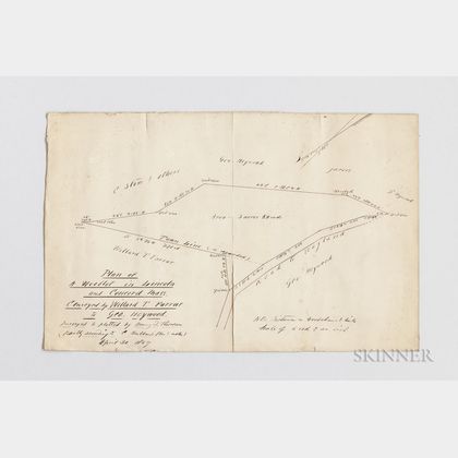 Thoreau, Henry David (1817-1862) Plan of a Woodlot in Lincoln and Concord Mass., Conveyed by Willard T. Farrar to Geo. Heywood, April 3
