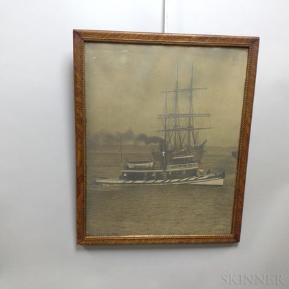 Framed Photograph of a Tugboat and a New Bedford Fifty Years Ago Print