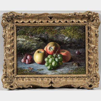 Charles Archer (British, 1855-1931) Fruit Still Life on a Mossy Bank