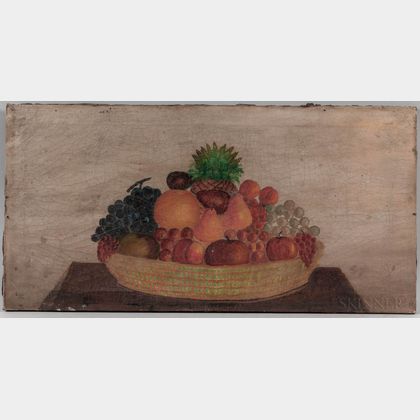 American School, 19th Century Still Life Basket of Fruit