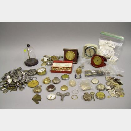 Lot of Watches and Miscellaneous Watch and Clock Parts