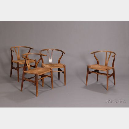 Four Hans Wegner Wishbone Chairs