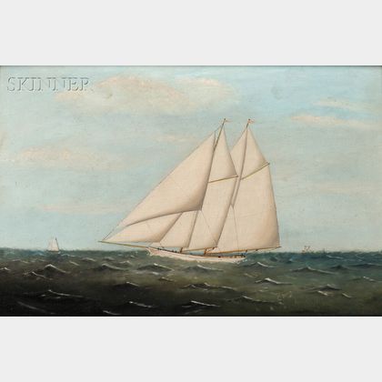 Clement Drew (American, 1806-1889) Schooner Under Full Sail