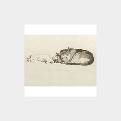 Cecil Charles Windsor Aldin (British, 1870-1935) Lot of Two Dog Prints: The Sleeping Pekinese