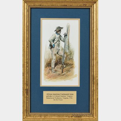 Original Framed Don Troiani Watercolor Figure Study of an African American, Gaskins' Virginia Battalion
