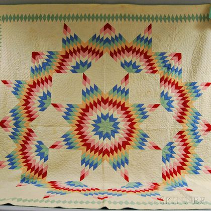 Pieced and Appliqued Star of Bethlehem Quilt