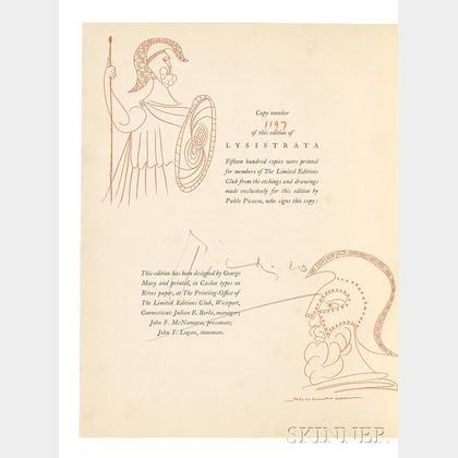 Aristophanes (c. 446-c. 386 BC) Lysistrata, Illustrated and Signed by Pablo Picasso