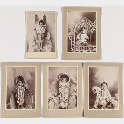 Five Cabinet Card Photos of Kiowa Infants and Children
