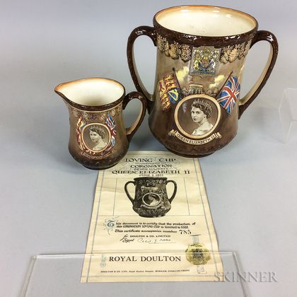 Two Royal Doulton Queen Elizabeth II Coronation Commemorative Ceramic Items