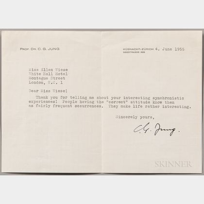 Jung, Carl (1875-1961) Typed Letter Signed, 4 June 1955.