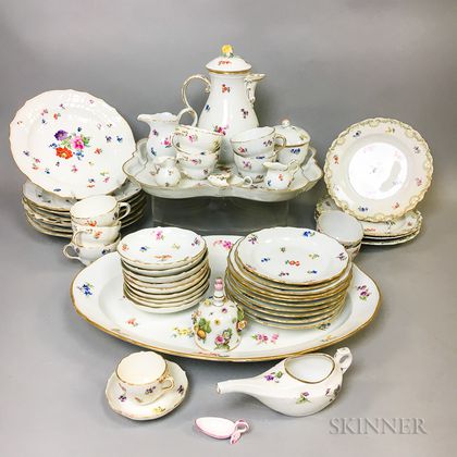 Approximately 100 Pieces of Meissen Floral-decorated Porcelain Tableware. Estimate $800-1,200
