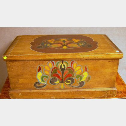 Small Polychrome Paint-decorated Storage Chest. 