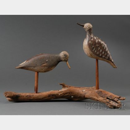 Two Carved and Painted Shorebird Decoys