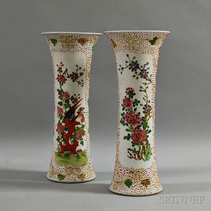 Pair of Ceramic Trumpet Vases