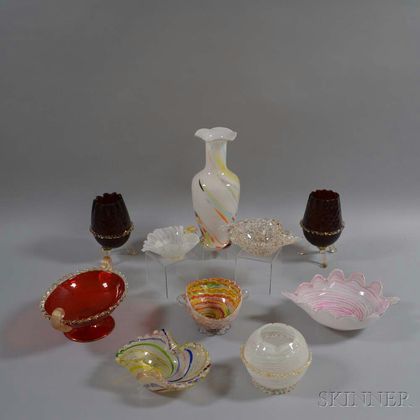 Ten Venetian Glass Vessels