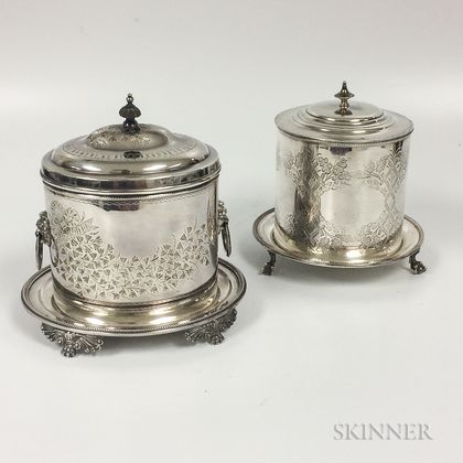 Two Silver-plated Biscuit Tins