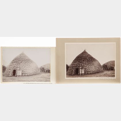 Two Cabinet Card Photos of Wichita Grass Houses