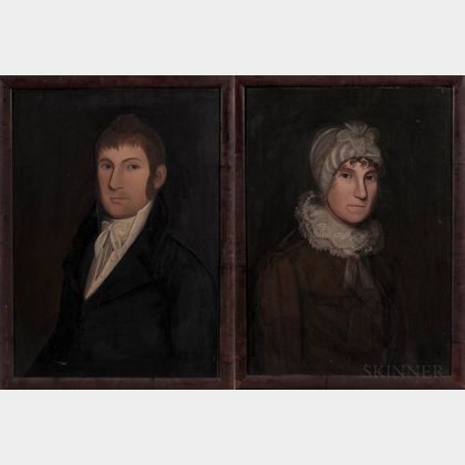 Zedekiah Belknap (Massachusetts/New Hampshire/Connecticut, 1781-1858) Pair of Portraits of a Man and Woman