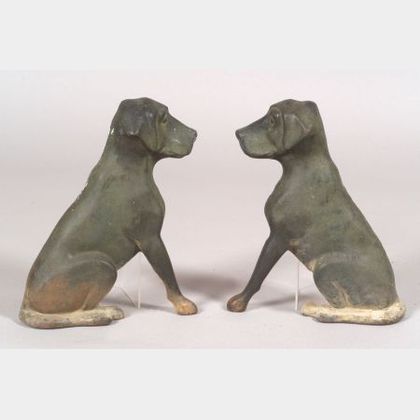 Pair of Cast Iron Labrador Dog Andirons