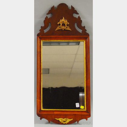 Queen Anne Rococo-style Giltwood and Mahogany Veneer Mirror
