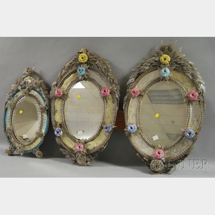 Three Oval Venetian Art Glass Mirrors