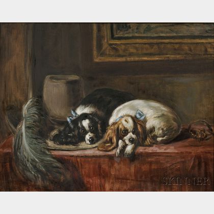 Continental School, 19th/20th Century Two King Charles Spaniels, After Landseer