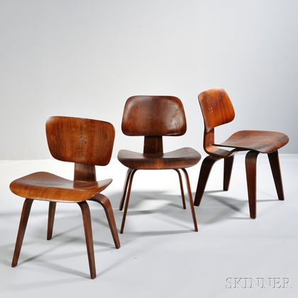 Three Early Charles Eames LCW Chairs 