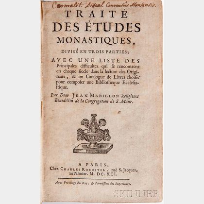 Mabillon, Jean (1632-1707) Traite des Etudes Monastiques.