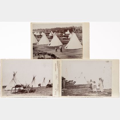 Three Cabinet Card Photos of a Kiowa-Comanche Camp