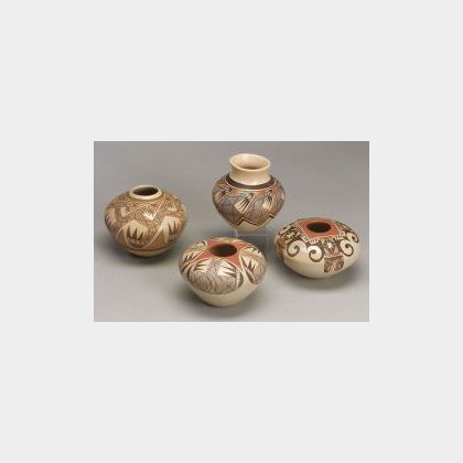Four Southwest Polychrome Pottery Bowls