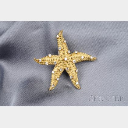 18kt Gold and Diamond Starfish Brooch