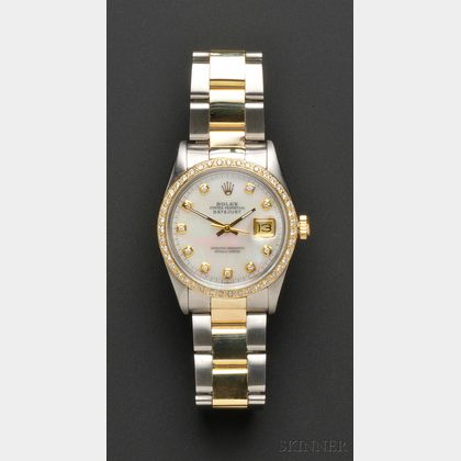 Stainless Steel, 18kt Gold, and Diamond Wristwatch, Rolex