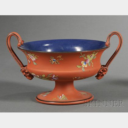 Wedgwood Enameled Rosso Antico Footed Bowl