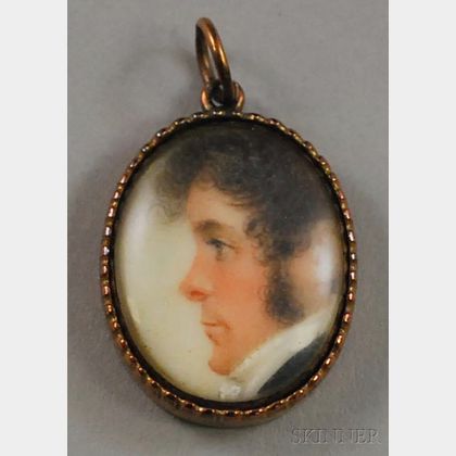 18th Century Portrait Miniature Pendant of a Gentleman in Profile