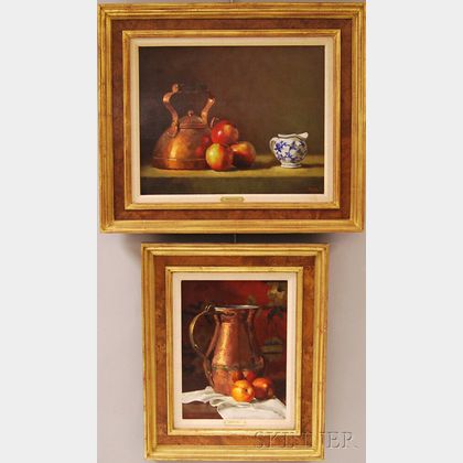 Gregory Stewart Hull (American, b. 1950) Two Works: Still Life with Copper Tea Kettle