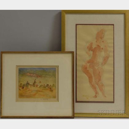 Two Framed Works on Paper by Mid-Century American Artists: William Meyerowitz (1887-1981),The Cove