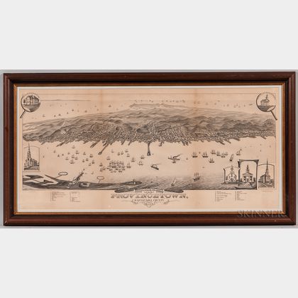 "Bird's Eye View of the Town of Provincetown" Lithograph