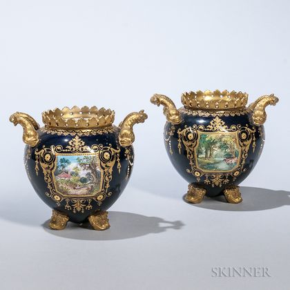 Pair of English Porcelain Landscape Vases