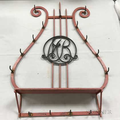 Painted Wrought Iron Lyre-form Rack
