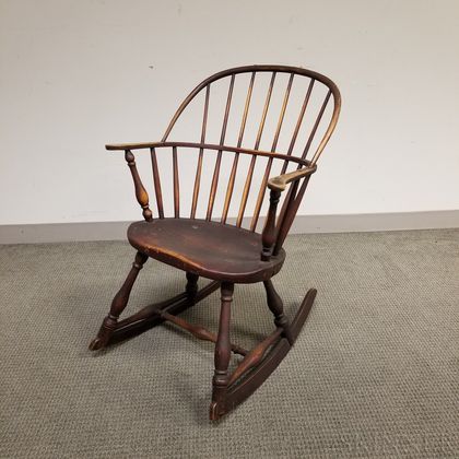 Red-painted Sack-back Windsor Rocking Chair