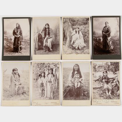 Eight Cabinet Card Photos of Native American Women and Children