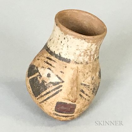 Pre-Columbian Pottery Face Vessel