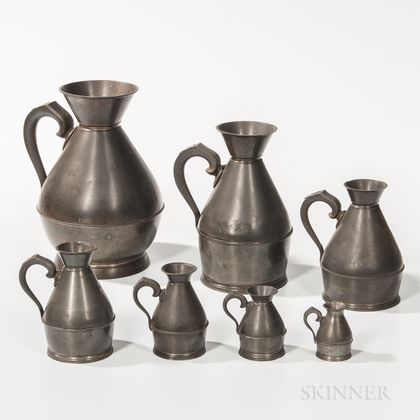 Seven Graduated Pewter Measures