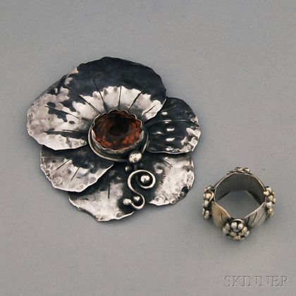 Two Mary Gage Sterling Silver Botanical Jewelry Items