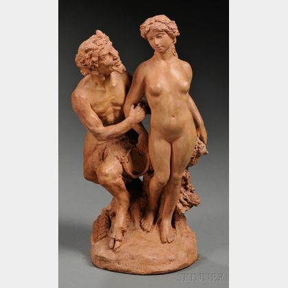 In the Style of Claude Michel Clodion (French, 1738-1814) Terra-cotta Satyr and Nymph