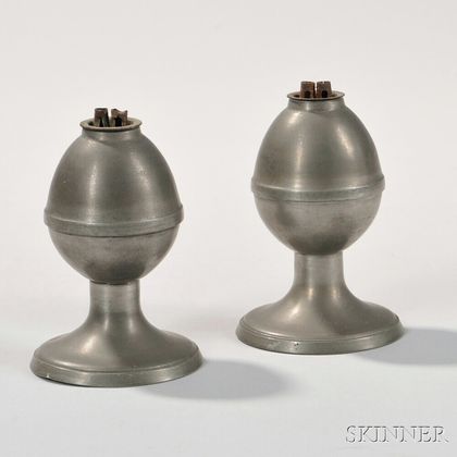 Pair of Pewter Lamps