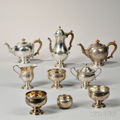 Assembled Eight-piece George IV Sterling Silver Tea and Coffee Service