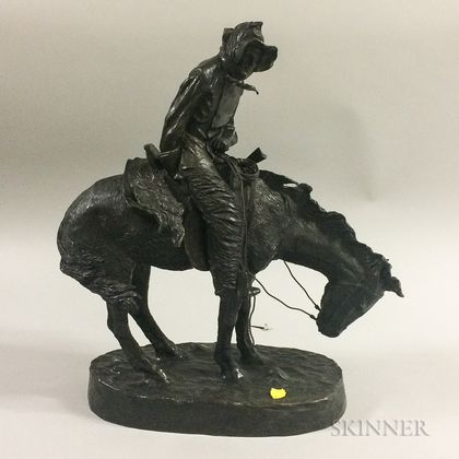 Bronze Statue of a Cowboy and Horse After Frederick Remington