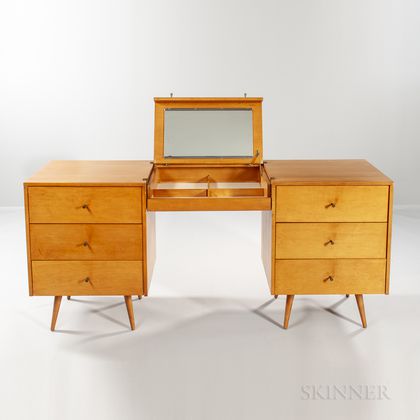 Two Paul McCobb for Planner Group Chests with Center Hanging Vanity